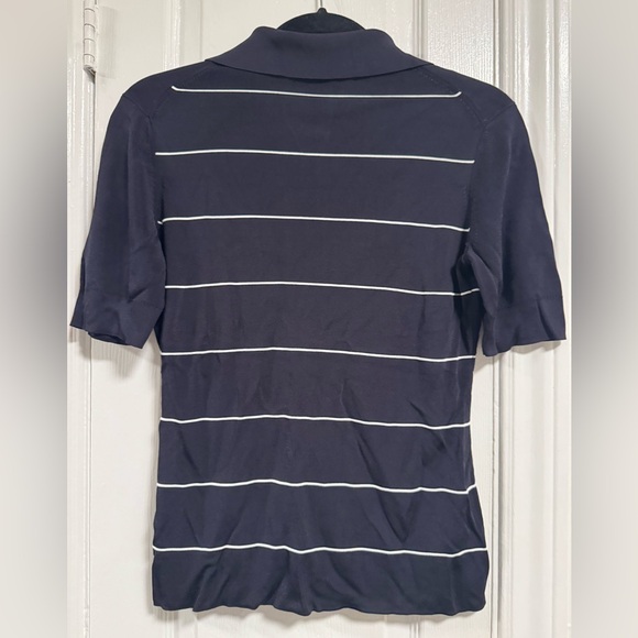 COS Navy and White Polo T-Shirt with half button down - Picture 3 of 6